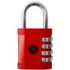 Padlock 4 Digit Combination Lock - for Gym School Locker, Outdoor Gate, Shed, Fence, and Storage - Weatherproof Metal - Keyless, Easy to Set, Resettable - Red view 1