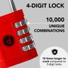 Padlock 4 Digit Combination Lock - for Gym School Locker, Outdoor Gate, Shed, Fence, and Storage - Weatherproof Metal - Keyless, Easy to Set, Resettable - Red view 3