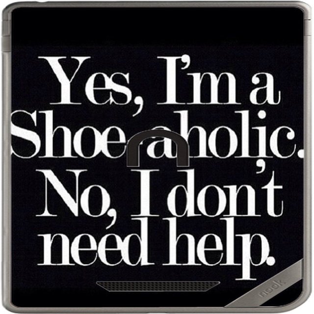 Funny Shopper Shoe-Aholic Shoes Vinyl Decal Sticker Skin by Debbie's Designs for Nook Color & Nook Tablet by Barnes and Noble