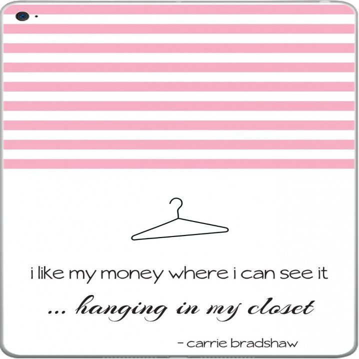 Famous Sex in The City Quote I Like My Money Hanging Where I can See it in The Closet Vinyl Decal Sticker Skin by Debbie's Designs for iPad Air 2