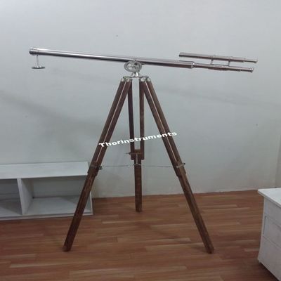 Beautiful Chrome Finish Double Barrel Telescope with Tripod Nautical Decor Rustic Vintage Home Decor Gifts