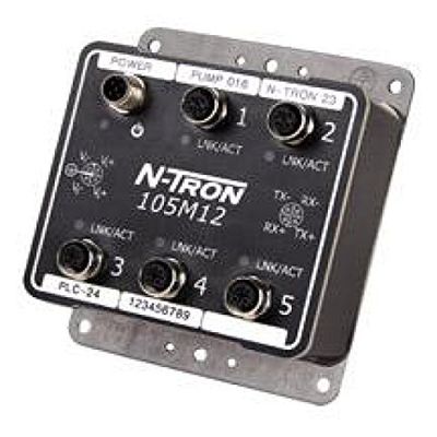 105M12 Red Lion Controls Ethernet Switch, 5 Port Unmanaged, 10-30 VDC, M12 Connector, N-Tron Series