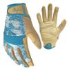 DIGZ 7606-23 High Performance Women's Gardening Gloves, Work Gloves with Touchscreen Compatible Fingertips, Blue Leaves Pattern, Medium view 1