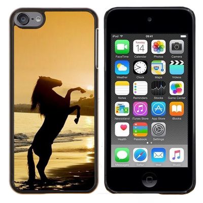 Dragon Case - FOR Apple iPod Touch 6 6th Generation - sunset sea horse stallion mustang - Design Hard Plastic Protective Case Slim Fit Cover