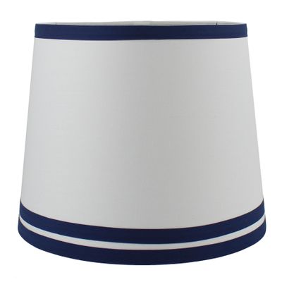 Urbanest White with Double Trim French Drum Lampshade, 10-inch by 12-inch by 8.5-inch, Navy Blue, Spider