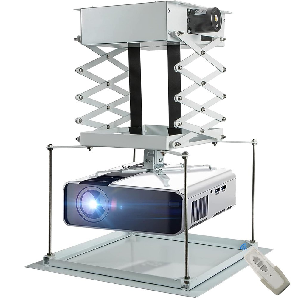 CGOLDENWALL Ultra-Thin Hidden Motorizerd Projector Mount Electric Projector Lift, 44lbs Capacity, Baseplate Customizable, Remote Control (Running Distance: 1 M/ 39.37")