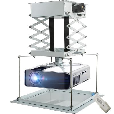 CGOLDENWALL Ultra-Thin Hidden Projector Lift Motorized Projector Mount, 44lbs MAX Load, 18.9 * 18.9" Baseplate Customizable, Remote Control (Running Distance: 2 M/ 78.74")