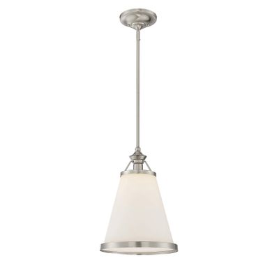 Savoy House 7-130-1-SN Ashmont Vintage Industrial Bohemian White Opal Glass Pendant, 1-Light 60 Watt, 21" H x 13" W, Satin Nickel