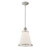 Savoy House 7-130-1-SN Ashmont Vintage Industrial Bohemian White Opal Glass Pendant, 1-Light 60 Watt, 21" H x 13" W, Satin Nickel view 1