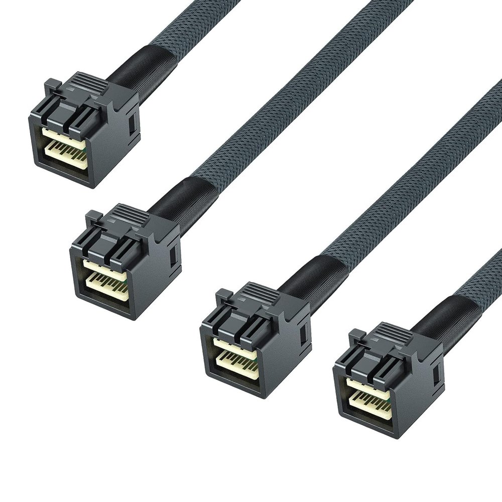 10Gtek SFF-8643 to SFF-8643 12G Internal Mini SAS HD Cable, with Sideband, for NVMe Backplane/RAID Card, Hot-Swap & SATA Compatibility, 100-Ohm, 0.75~0.8m(2.46~2.62ft), 2 Pack