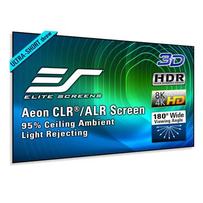Elite Screens Aeon CLR, 100-inch ALR Projector Screen UST or Short Throw 95% Ambient Light Rejecting Edge Free Fixed Frame Grey Projector Screen Indoor Movie Screen Home Theater, AR100H-CLR
