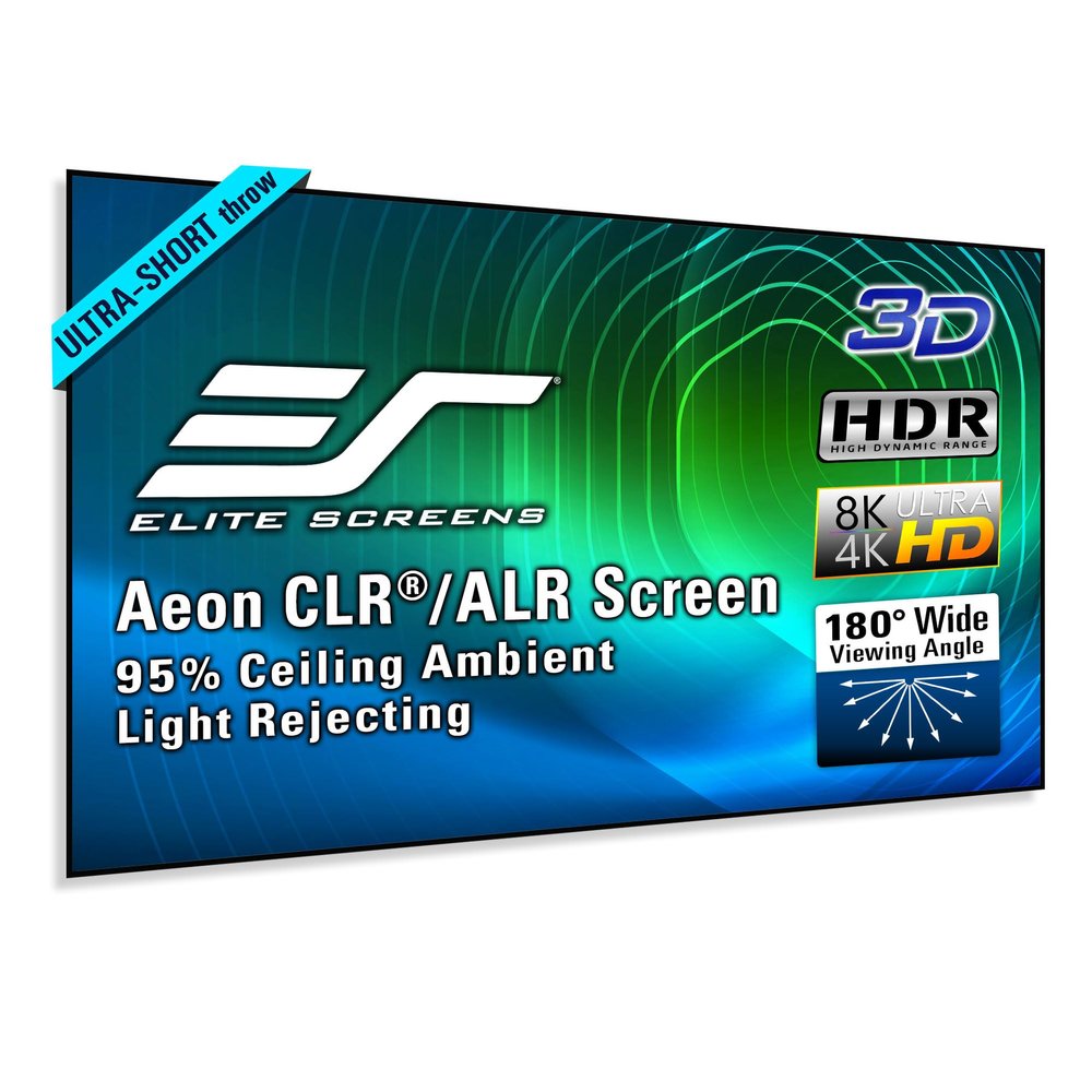Elite Screens Aeon CLR, 100-inch ALR Projector Screen UST or Short Throw 95% Ambient Light Rejecting Edge Free Fixed Frame Grey Projector Screen Indoor Movie Screen Home Theater, AR100H-CLR