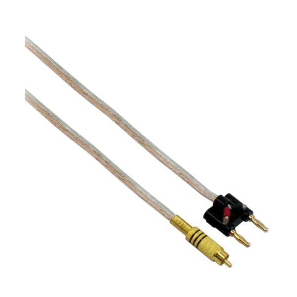 14 AWG Speaker wire with RCA Male to 1 pair Stackable Banana Plugs - Black, 10 Foot