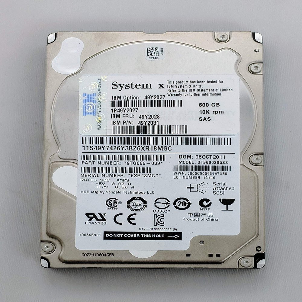 49Y2027 IBM 600-GB 10K 2.5 SAS SFF SS HDD