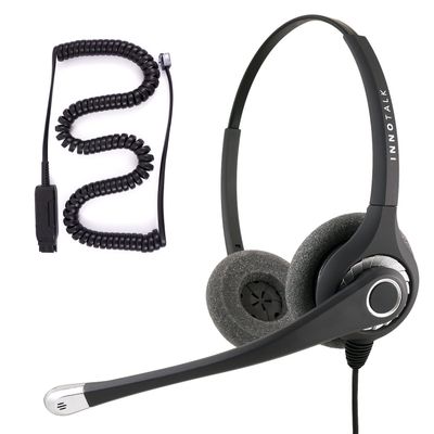 INNOTALK Headset Compatible with Avaya IP 1608, 1616, 9601, 9608, 9610, 9611 Sound Emphasized Binaural Noise Cancel Mic Phone Headset for Professional