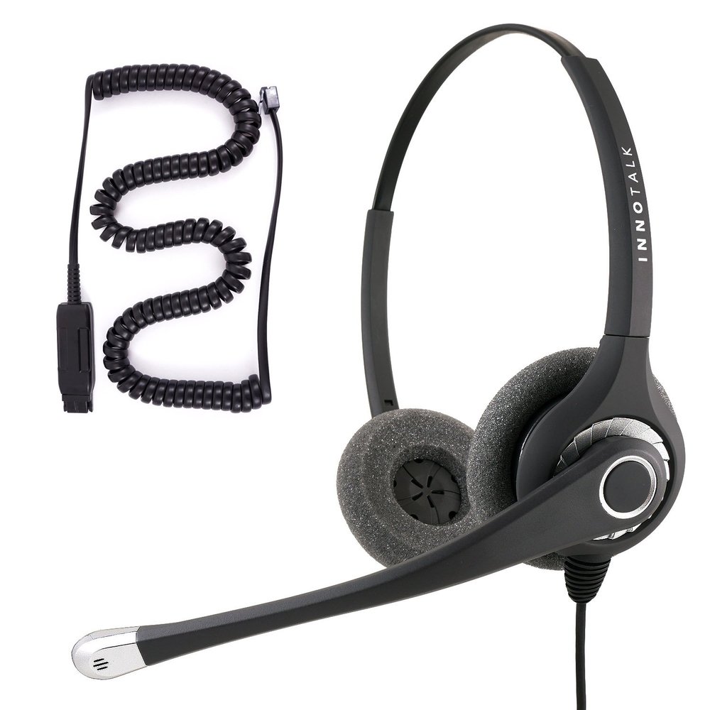 INNOTALK Headset Compatible with Avaya IP 1608, 1616, 9601, 9608, 9610, 9611 Sound Emphasized Binaural Noise Cancel Mic Phone Headset for Professional