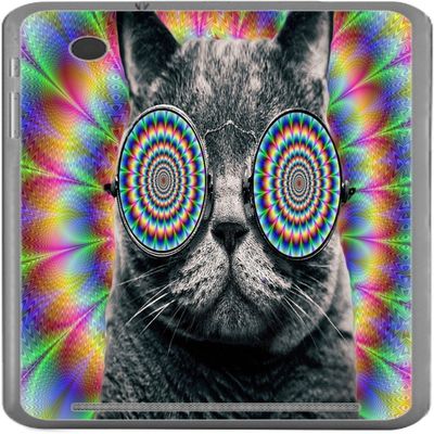 Crazy Cat Hallucination with Glasses Vinyl Decal Sticker Skin by Debbie's Designs for Slate 7