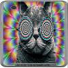 Crazy Cat Hallucination with Glasses Vinyl Decal Sticker Skin by Debbie's Designs for Slate 7 view 1