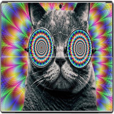 Crazy Cat Hallucination with Glasses Vinyl Decal Sticker Skin by Debbie's Designs for Surface RT
