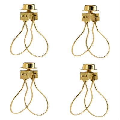 Creative Hobbies Lamp Shade Light Bulb Clip Adapter Clip on with Shade Attaching Finial Top, Gold Color - No Harp Needed | 4 Pack