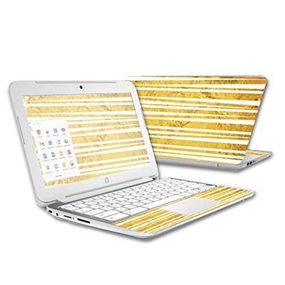 MightySkins Skin Compatible with HP Chromebook 11 (2015) case wrap Cover Sticker Skins Gold Stripes