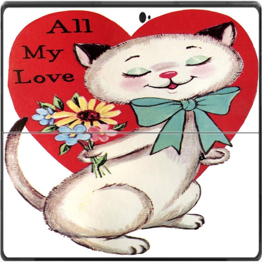 Vintage Kitty Valentine Cat Vinyl Decal Sticker Skin by Debbie's Designs for Surface Pro Tablet