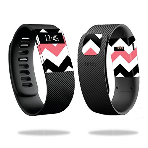 MightySkins Skin Compatible with Fitbit Charge Watch Cover wrap Sticker Skins Black Pink Chevron