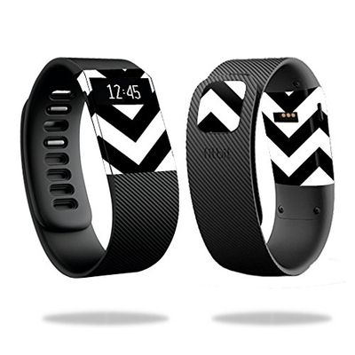 MightySkins Skin Compatible with Fitbit Charge Watch Cover wrap Sticker Skins Black Chevron