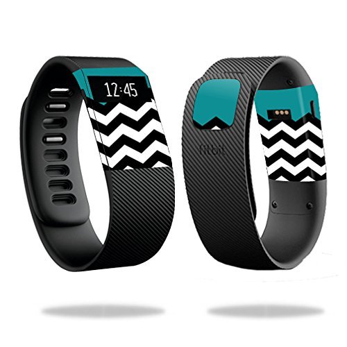 MightySkins Skin Compatible with Fitbit Charge Watch Cover wrap Sticker Skins Teal Chevron