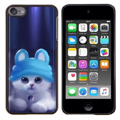 /Skull Market/ - Cute Ying Yang Cat Kitten For Apple iPod Touch 6 6th Generation - Hand Painted Custom Luxury Cover Case -