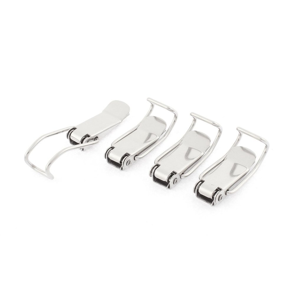 uxcell Cabinet Boxes Case Spring Loaded Toggle Latch Hasp Silver Tone 4pcs