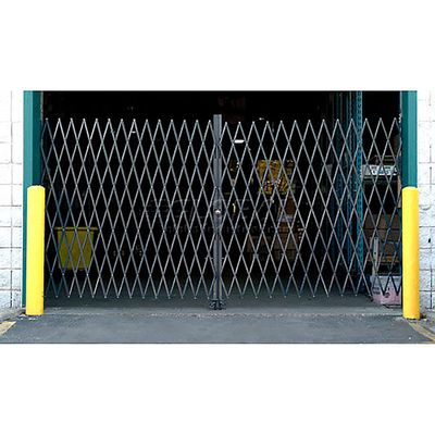 Global Industrial Double Folding Security Gate, 12'W x 8'H Folding Door Gate, Steel Accordion Security Gate, Flexible Expanding Security Gate, 180 Rolling Barricade Gate