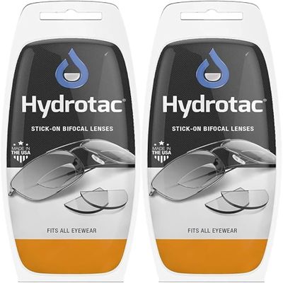 Hydrotac OPTX 20/20 Stick On Magnification Reusable Bifocal Lenses - +2.50 Diopter (Pack of 2)