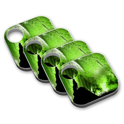 MightySkins Protective Vinyl Skin Decal (4 Pack) Compatible with Tile Key Finder Phone Finder wrap Cover Sticker Skins Howling Wolf