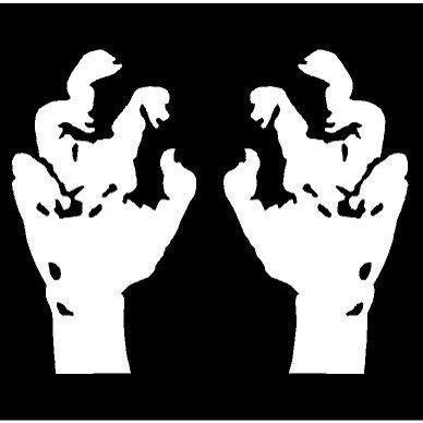 Just For Fun White - 4 x 2.25 (Each) Zombie Hands Vinyl Die Cut Decal Bumper Sticker, Windows, Cars, Trucks, laptops, etc