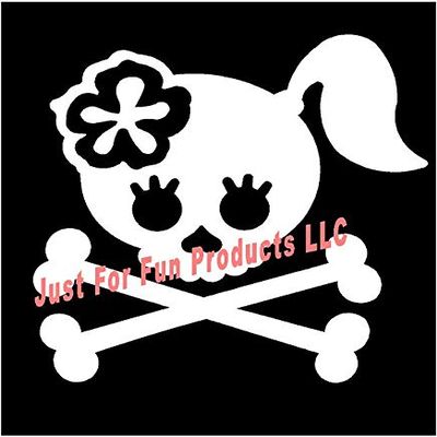5.5 x 5.5 Girl Skull with Crossbones Vinyl Die Cut Decal Bumper Sticker, Windows, Cars, Trucks, laptops, etc