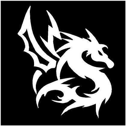 Just For Fun White - 6" Dragon #1 face Right Vinyl Die Cut Decal Bumper Sticker, Windows, Cars, Trucks, laptops, etc