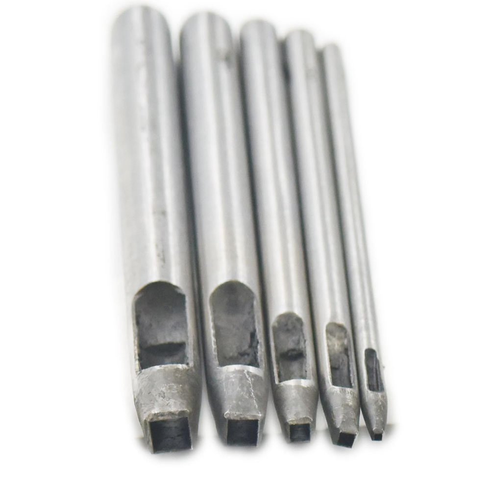 Fujiyuan 5PCS 3mm 4mm 5mm 6mm 7mm Leather Punch Cutter Tool Hollow Square Hole Steel Belt Watch Band Bag Package