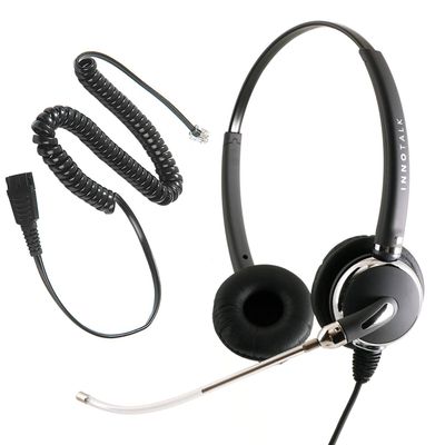 INNOTALK Phone Headset Compatible with Avaya Nortel 1120e, 1230, M3903, M7208, M7324, T7324 - Voice Tube Mic Binaural Headset with RJ9 Quick Disconnect Headset Adapter as Office Headset