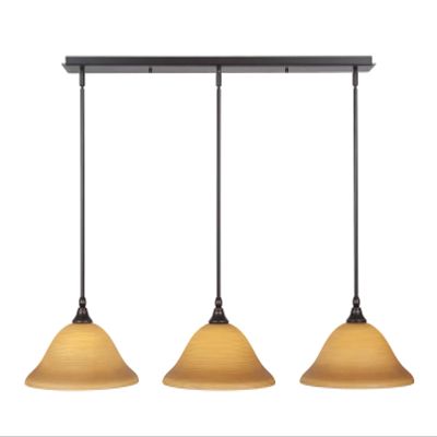 Toltec Lighting 3 Light Linear Pendalier in Dark Granite (36-DG-624)