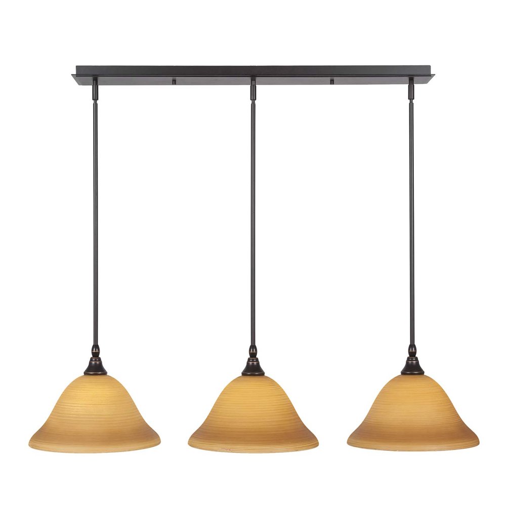 Toltec Lighting 3 Light Linear Pendalier in Dark Granite (36-DG-624)