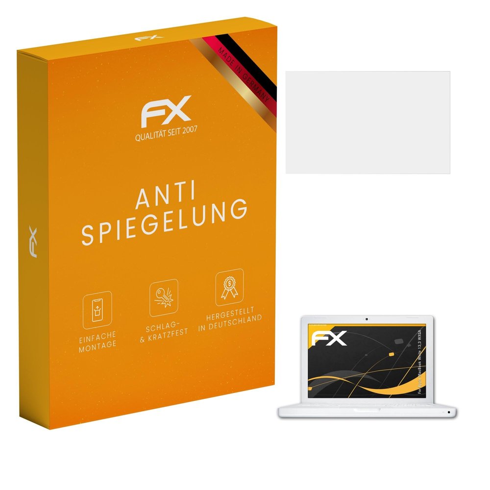 atFoliX Screen Protector compatible with Apple MacBook White 13,3 WXGA Screen Protection Film, anti-reflective and shock-absorbing FX Protector Film (2X)