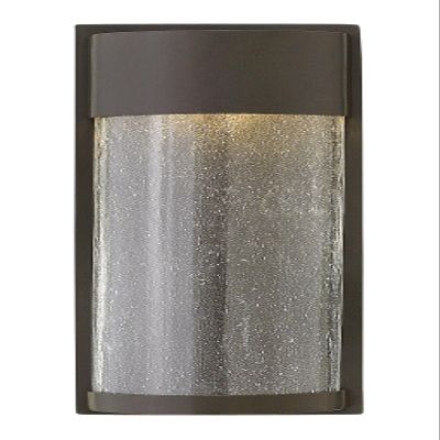 Hinkley Shelter Small Wall Mount Outdoor Lantern, Integrated LED, Aluminum, Clear Seedy Glass Shade, Dark Sky Compliant, ADA -Buckeye Bronze Finish