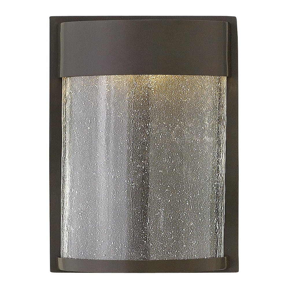 Hinkley Shelter Small Wall Mount Outdoor Lantern, Integrated LED, Aluminum, Clear Seedy Glass Shade, Dark Sky Compliant, ADA -Buckeye Bronze Finish