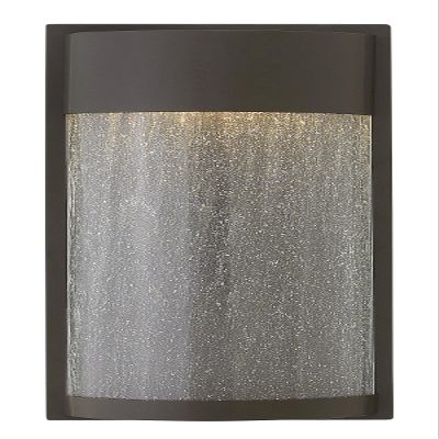Hinkley Shelter Medium Wall Mount Outdoor Lantern, Integrated LED, Aluminum, Clear Seedy Glass Shade, Dark Sky Compliant, ADA, Buckeye Bronze Finish