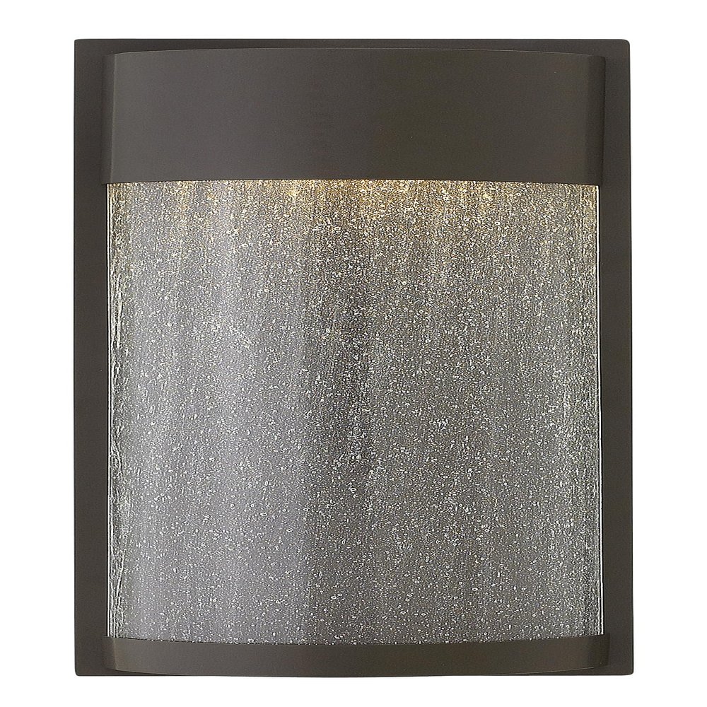 Hinkley Shelter Medium Wall Mount Outdoor Lantern, Integrated LED, Aluminum, Clear Seedy Glass Shade, Dark Sky Compliant, ADA, Buckeye Bronze Finish