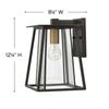 Hinkley Walker Wall Mount Lantern, Buckeye Bronze, 120V, Add Security to Porches, Patios, Exteriors Spaces with Ultra- Durable Outdoor Lighting, 1-100w Med. Bulb Required view 2