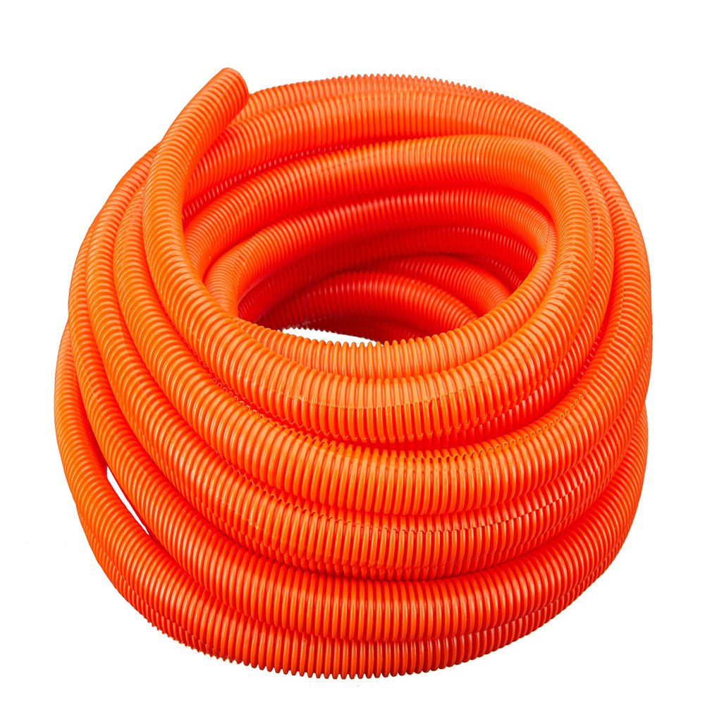 (1/2" Dia. x 100 ft, Orange) HydroMaxx Flexible Polyethylene Corrugated (PE) Split Tubing (Wire Loom)