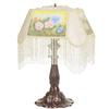 Meyda Tiffany 20286 Reverse Painted Roses Fabric with Fringe Accent Lamp, 18" Height view 1
