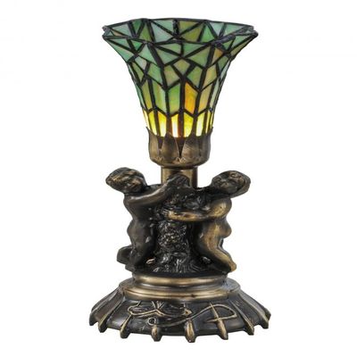 Meyda Tiffany 151922 13" Height Twin Cherub Pond Lily Lamp, Mini